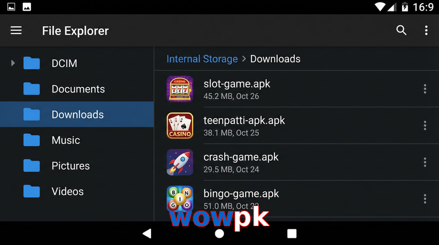 Main screen of Wowpk gameapk page for PK players