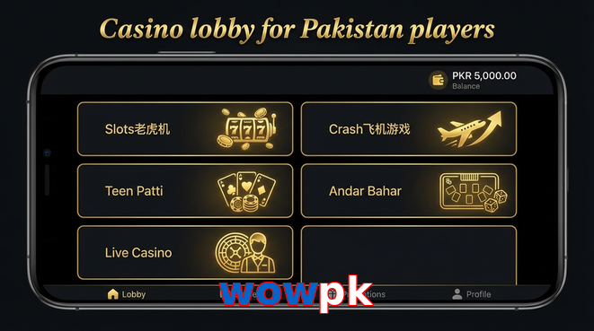 Lobby view of Wowpk for Pakistan users